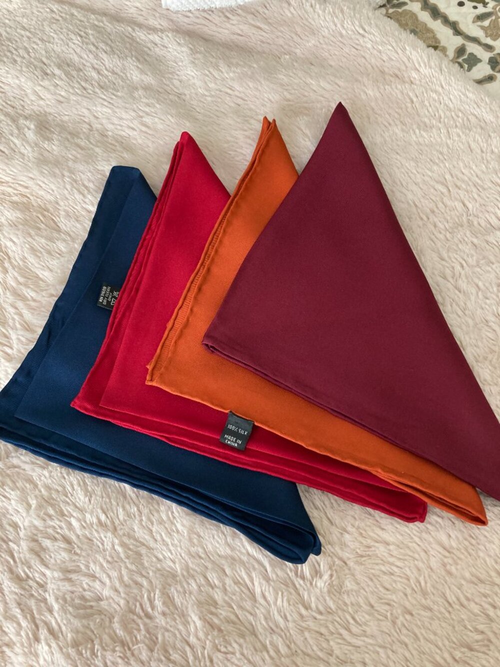 4 Pocket Squares-  100% silk